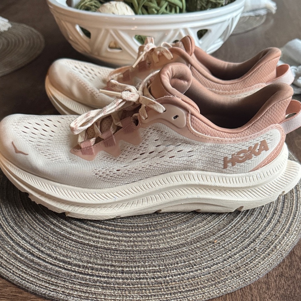 Hoka Women's White and Pink Sneakers